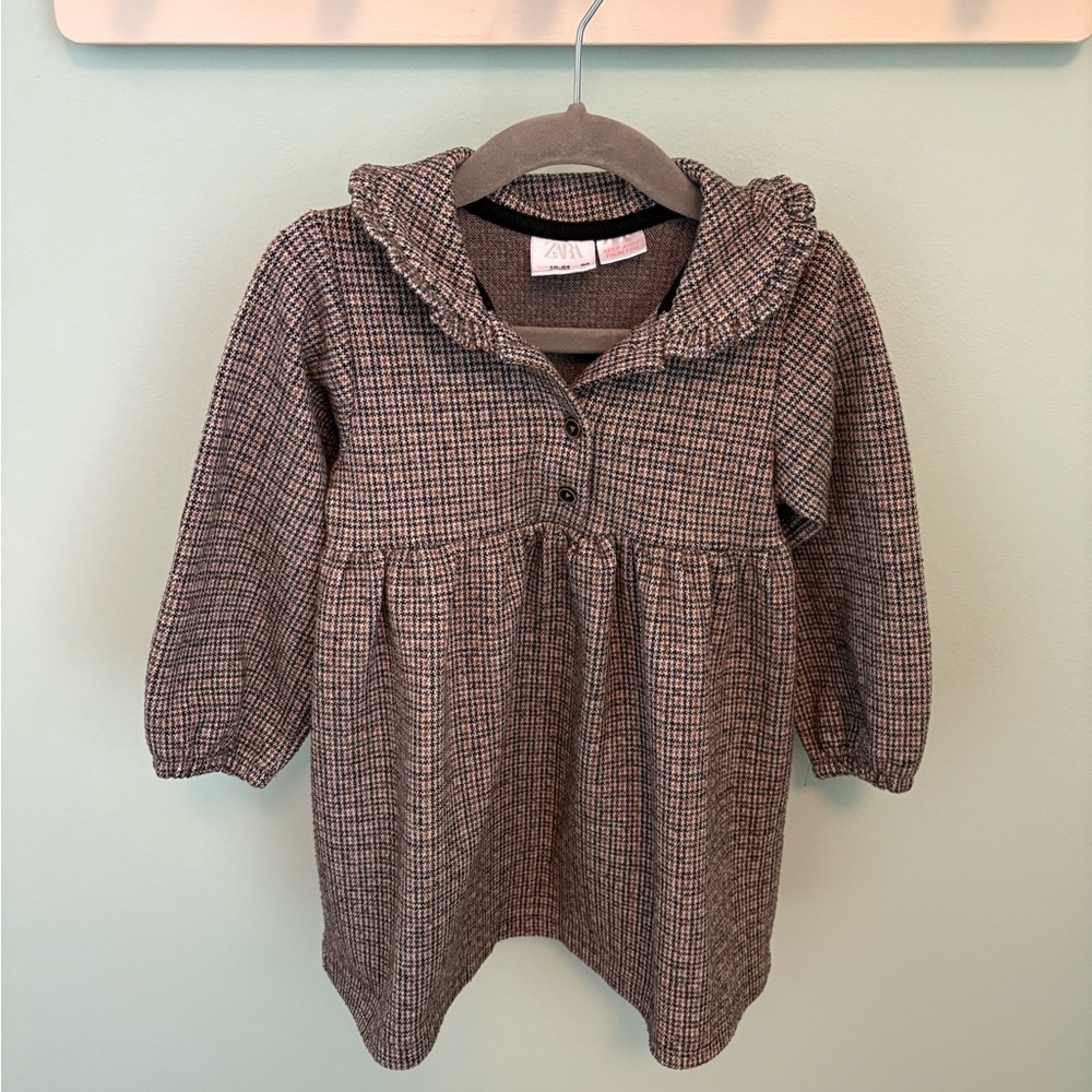 Zara Brown Checkered Baby Dress